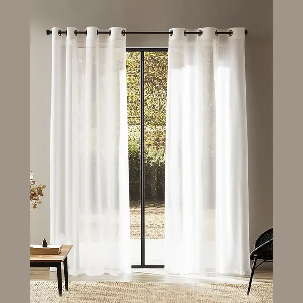 HOOMstyle Kant En Klaar Gordijn Met Ringen - Vitrage - Voile - Geschikt Voor Gordijnroede - 140x270cm – Wit thumbnail