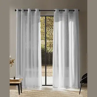 HOOMstyle Kant En Klaar Gordijn Met Ringen - Vitrage - Voile - Geschikt Voor Gordijnroede - 140x270cm - Grijs