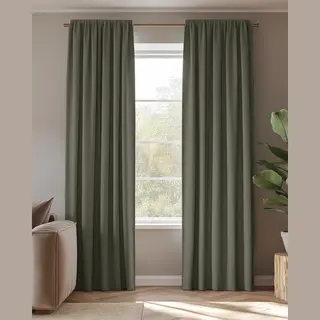 HOOMstyle Kant En Klaar Gordijn Met Haakjes - Verduisterend - Met Plooiband - 140x270cm - Groen / Olijfgroen