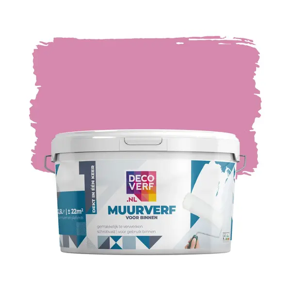 Decoverf.nl Decoverf Muurverf Mat Warmroze, 2.5L thumbnail
