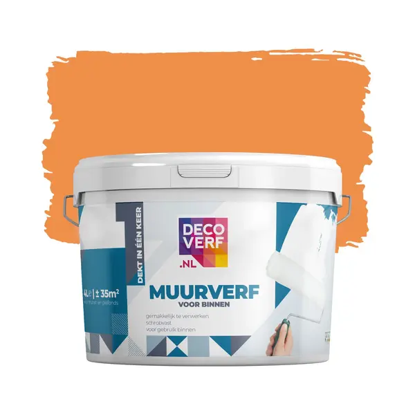 Decoverf.nl Decoverf Muurverf Mat Oranje, 4L thumbnail