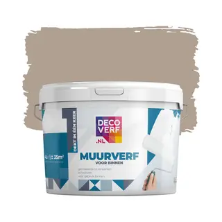 Decoverf.nl Decoverf Muurverf Mat Kaki Bruin, 4L