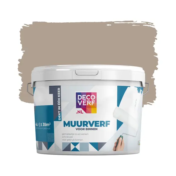 Decoverf.nl Decoverf Muurverf Mat Kaki Bruin, 4L thumbnail