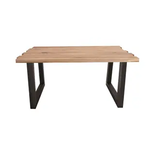 Merkloos Feel Furniture - 200x100 Eettafel - Massief Boomstamblad Eiken - Constructed Oak - 5 Cm Dik - U Frame