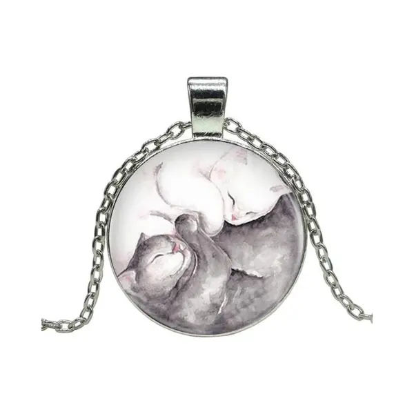Fako Bijoux® - Ketting - Cabochon - Yin Yang - Poezen thumbnail