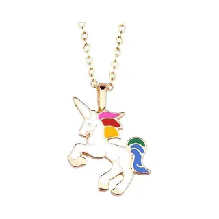 Fako Bijoux® - Kinderketting - Eenhoorn Regenboog - Goudkleurig - Wit