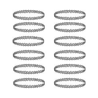Joboly Tattoo Choker Set 12 Stuks Ketting - Trendy Choker Ketting Dames - Zwart
