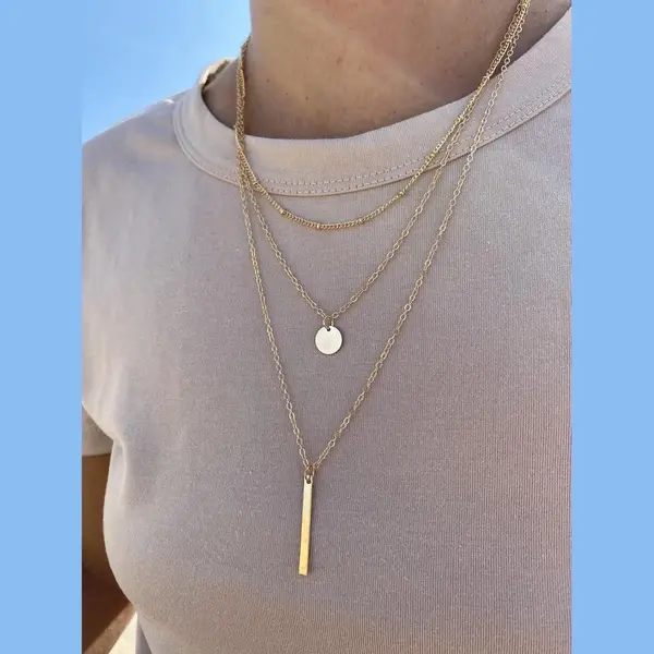Joboly Bar Coin Muntje Bolletjes Multilayer Ketting - Dames - Dames - Goudkleurig - 45 Cm thumbnail
