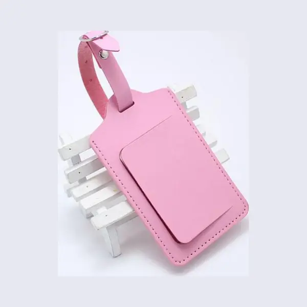Kelerino. Kofferlabels - Bagagelabels - Leer - Venster - 2 Stuks - Roze thumbnail