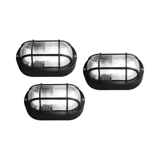 Wt&D Set Van 3 Bullseye (bulleye) Lampen (zwart, E27, Industriële Look, Waterdicht)
