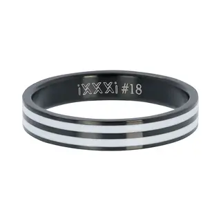 IXXXi Jewelry Vulring 4mm Double Line White Zwart - Maat 19