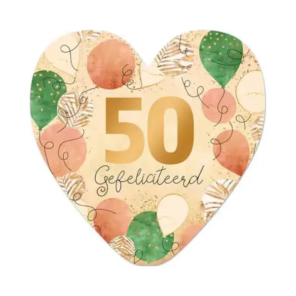 Wenskaart - Verjaardag - Felicitatie - 50 Jaar - Abraham - Sara - 50 Jarig Huwelijk - Hart Van Goud - Xl Kaart - Artige thumbnail