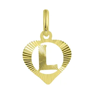 Lucardi Dames Alfabet Hanger Hart - Letter L - Valentijn Cadeau - 9 Karaat - Geelgoud