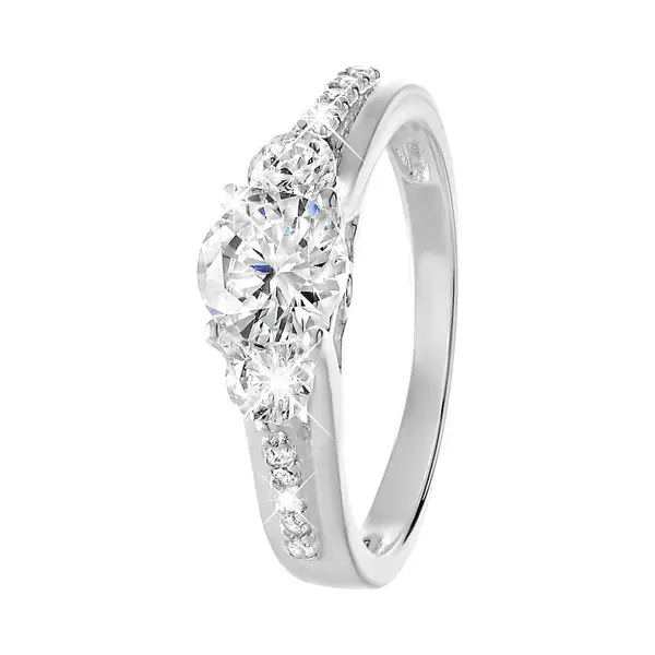 Lucardi Dames Ring Met Zirkonia - Ring - Cadeau Voor Vrouwen - Echt Zilver - Zilverkleurig thumbnail