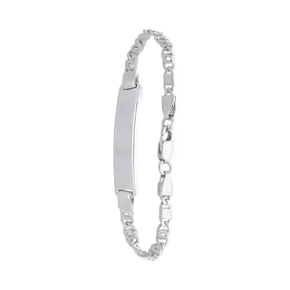 Lucardi Kinder Gerecycled Zilveren Jongens Plaatarmband Gourmet Schakel - Armband - 925 Zilver - Zilverkleurig - 15 Cm