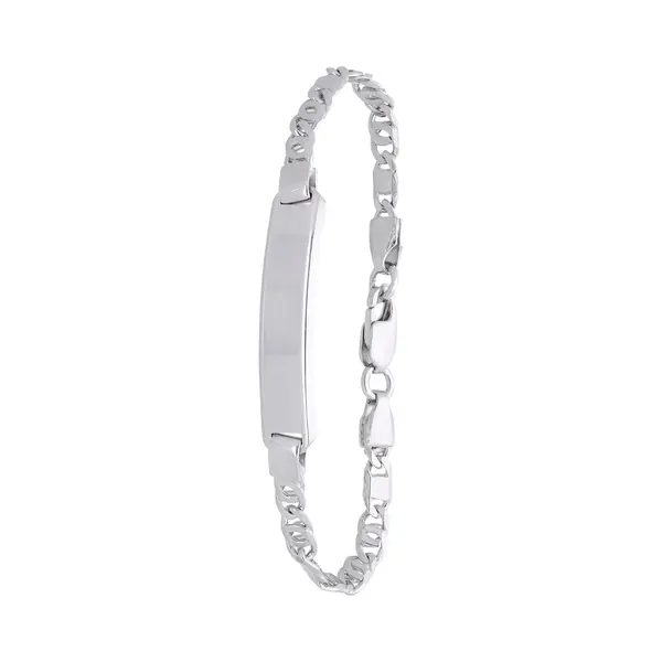 Lucardi Kinder Gerecycled Zilveren Jongens Plaatarmband Gourmet Schakel - Armband - 925 Zilver - Zilverkleurig - 15 Cm thumbnail