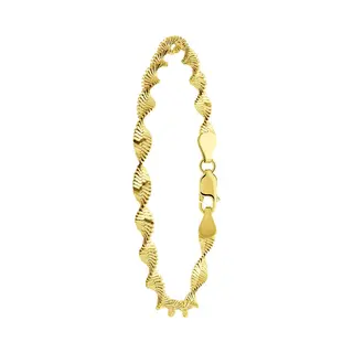 Lucardi Dames Gerecycled Zilveren Goldplated Armband Gedraaid - Armband - 925 Zilver - Goudkleurig - 19 Cm