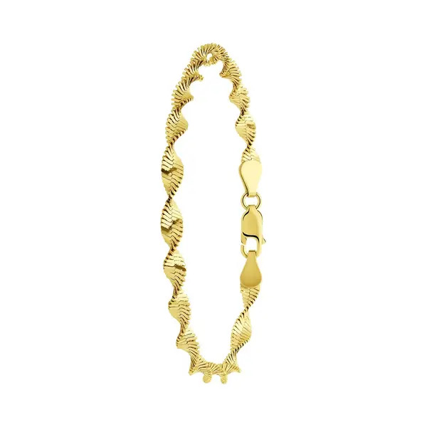 Lucardi Dames Gerecycled Zilveren Goldplated Armband Gedraaid - Armband - 925 Zilver - Goudkleurig - 19 Cm thumbnail