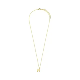 Lucardi Dames Stalen Goldplated Ketting Letter W - Ketting - Staal - Goudkleurig - 47 Cm