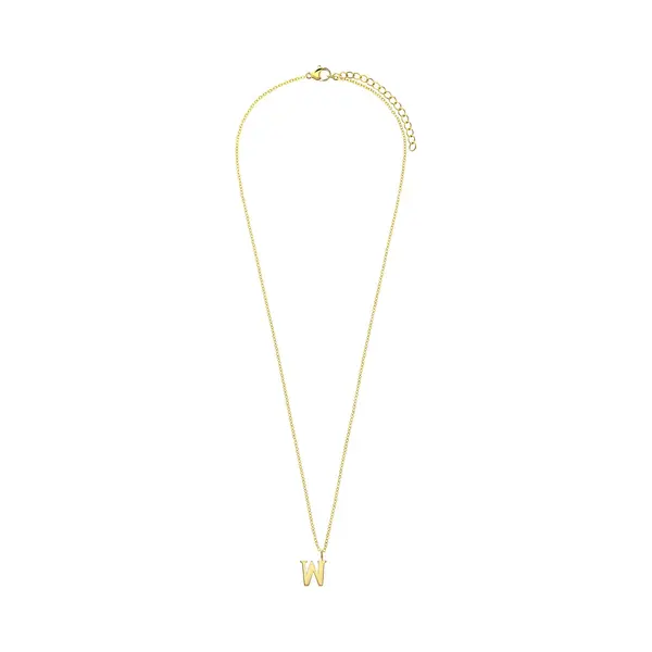 Lucardi Dames Stalen Goldplated Ketting Letter W - Ketting - Staal - Goudkleurig - 47 Cm thumbnail