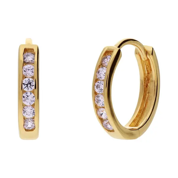 Lucardi Dames Zilveren Goldplated Oorringenmet Zirkonia Voor Dames - Oorbellen - 925 Zilver - Goudkleurig thumbnail