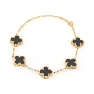 Clover Armband - Zwart/Goud | 21, 5 Cm | Stainless Steel | Fashion Favorite