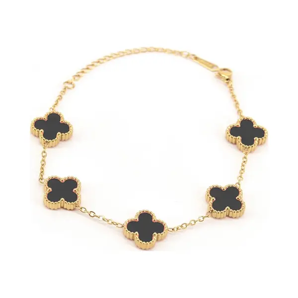 Clover Armband - Zwart/Goud | 21, 5 Cm | Stainless Steel | Fashion Favorite thumbnail