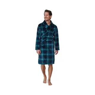 Pastunette Herenbadjas Klassieke Ruit - Blauw - Fleece-Xxl-56