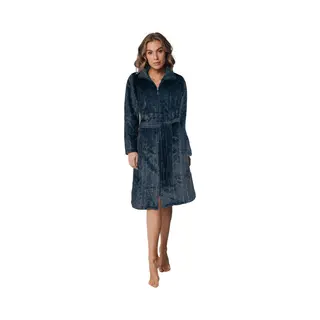 Pastunette Damesbadjas Met Rits - Donkerblauw - Kabelpatroon-(36-38) S