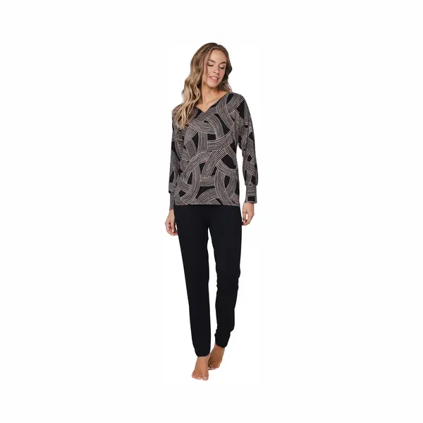 Pastunette Premium - Pyjama - Balance - Viscose - Zwart/Beige - Maat 48 thumbnail