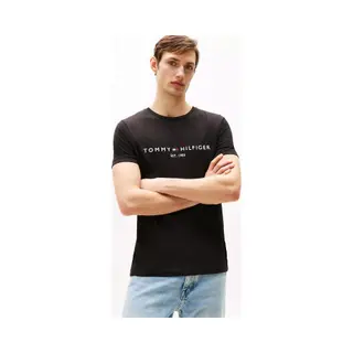 Tommy Hilfiger For Man. MW0MW11465 T-shirt With Black Logo (S), Casual, Elastane, Short Sleeve, Organic Cotton