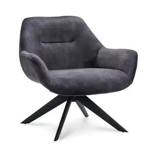 Icon Living - Fauteuil Vico - Velours Adore Anthracite - Poot Zwart