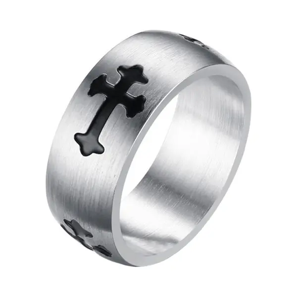 Lgt Jwls Rvs Heren Ring Met Zwart Kruis-19mm thumbnail
