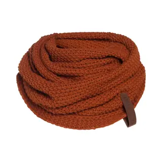 Knit Factory Coco Gebreide Colsjaal - Ronde Sjaal - Nekwarmer - Wollen Sjaal - Oranje Colsjaal - Dames Sjaal - Heren Sjaal - Unisex - Terra - One Size