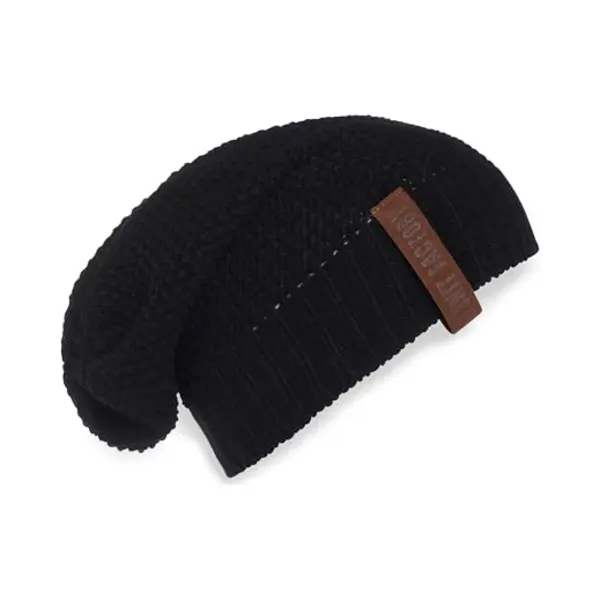 Knit Factory - Coco Mütze - Strickmütze Für Damen Und Herren - Slouch Beanie - Wintermütze Mit Wolle - Hochwertige Qualität - Schwarz thumbnail