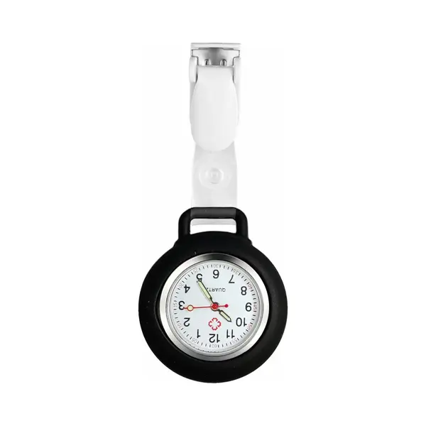 Fako® - Verpleegstershorloge - Zusterhorloge - Verpleegster Horloge - Clip Hanger - Siliconen - Zwart thumbnail