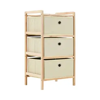 Korb-kommoden 2 Stk. Mit 3 Stoffkörben Zedernholz Beige - Vidaxl