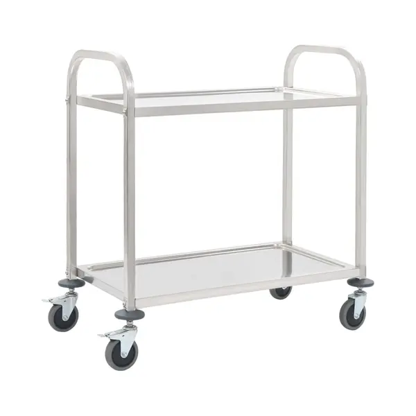 2-stufiger Servierwagen 95 X 45 X 83, 5 Cm Edelstahl - Vidaxl thumbnail
