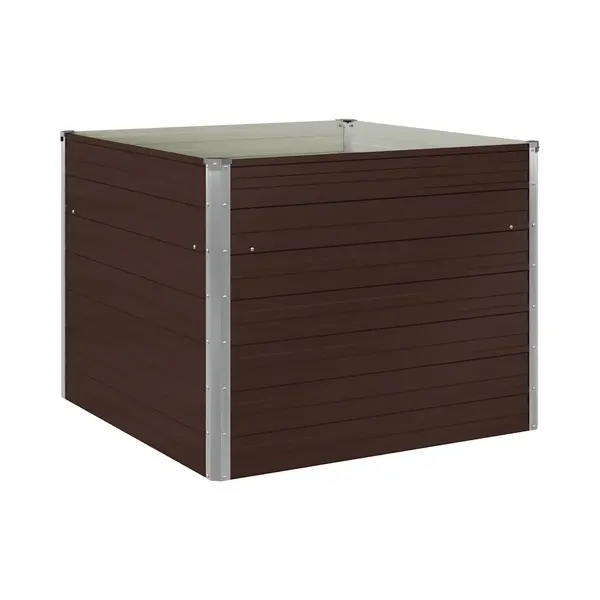 VidaXL Hochbeet Gartenbeet Frühbeet Pflanzbeet Kräuterbeet Gemüsebeet Blumenkasten Garten Pflanzkasten Pflanzenkübel Braun 100x100x77cm Verzinkter thumbnail