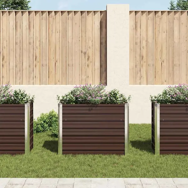 Garden Raised Bed Brown 100x40x77 Cm Galvanised Steel Vidaxl thumbnail