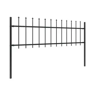 Vidaxl - Gartenzaun Mit Speerspitzen Stahl 5, 1 X 0, 6 M Schwarz