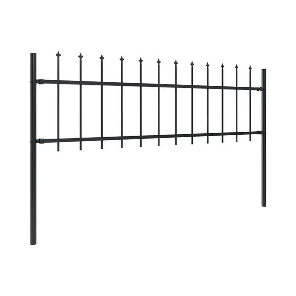 Vidaxl - Gartenzaun Mit Speerspitzen Stahl 5, 1 X 0, 6 M Schwarz thumbnail
