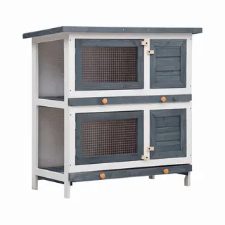 VidaXL Kaninchenstall 4 Türen Grau Holz