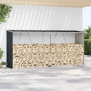 Brennholzlager Verzinkter Stahl 330x84x152 Cm Anthrazit Vidaxl