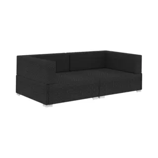 Ecksofas 2 Stk. Mit Auflagen Poly Rattan Schwarz Vidaxl