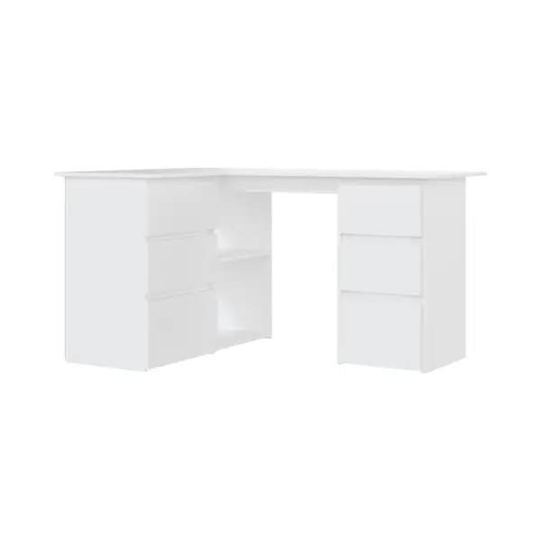 VidaXL Bureau D'angle Bois D'ingénierie Blanc 145x100x76 Cm thumbnail