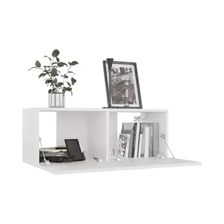VidaXL Tv Schrank Mit 2 Klapptüren Tv Möbel Hängeboard Lowboard Fernsehschrank Fernsehtisch Sideboard HiFi Weiß 80x30x30cm Holzwerkstoff