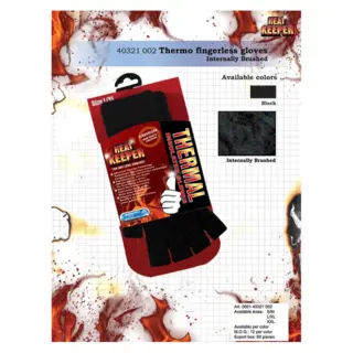 Apollo Heat Keeper Vingerloze Heren Thermo Handschoenen Zwart - Xxl