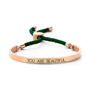 Key Moments 8KM-BC0038 Open Bangle 5mm You Are Beautiful - Cadeau - Donker Groen