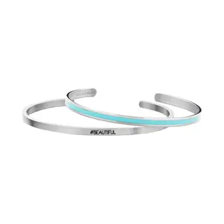 Cadeau Voor Haar Key Moments Gift Set 8KM SET012 Sieraden Geschenkset - Armbanden Set 2 Stuks - Staal - Zilverkleurig / Licht Blauw